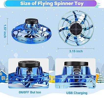 Upgraded Flying Fidget Spinner with 360 ° Rotating and LED Lights Outdoor Indoor Toy.