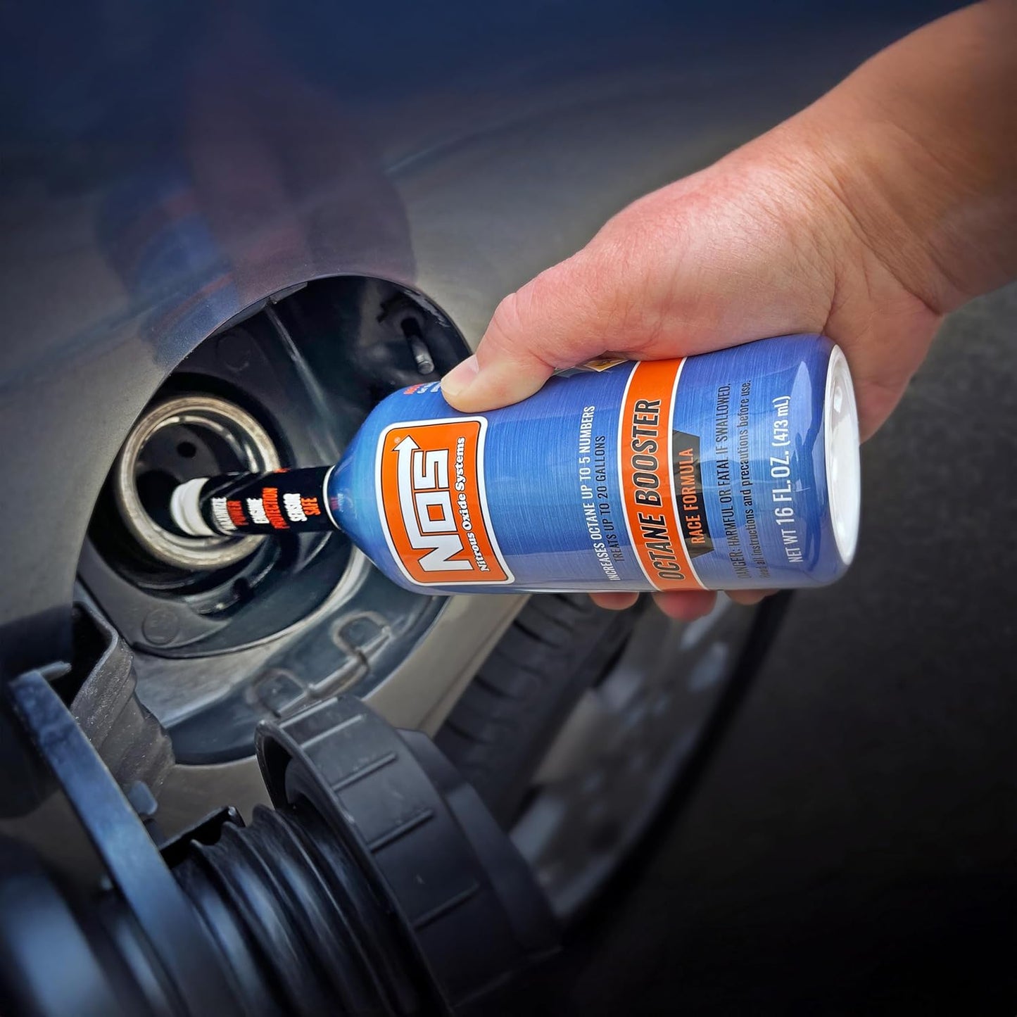 NOS Octane Booster – Increases Octane Up to 5 Points – Boosts Power in Turbocharged & High Compression Engines – Off-Road & Racing Use – 16 oz