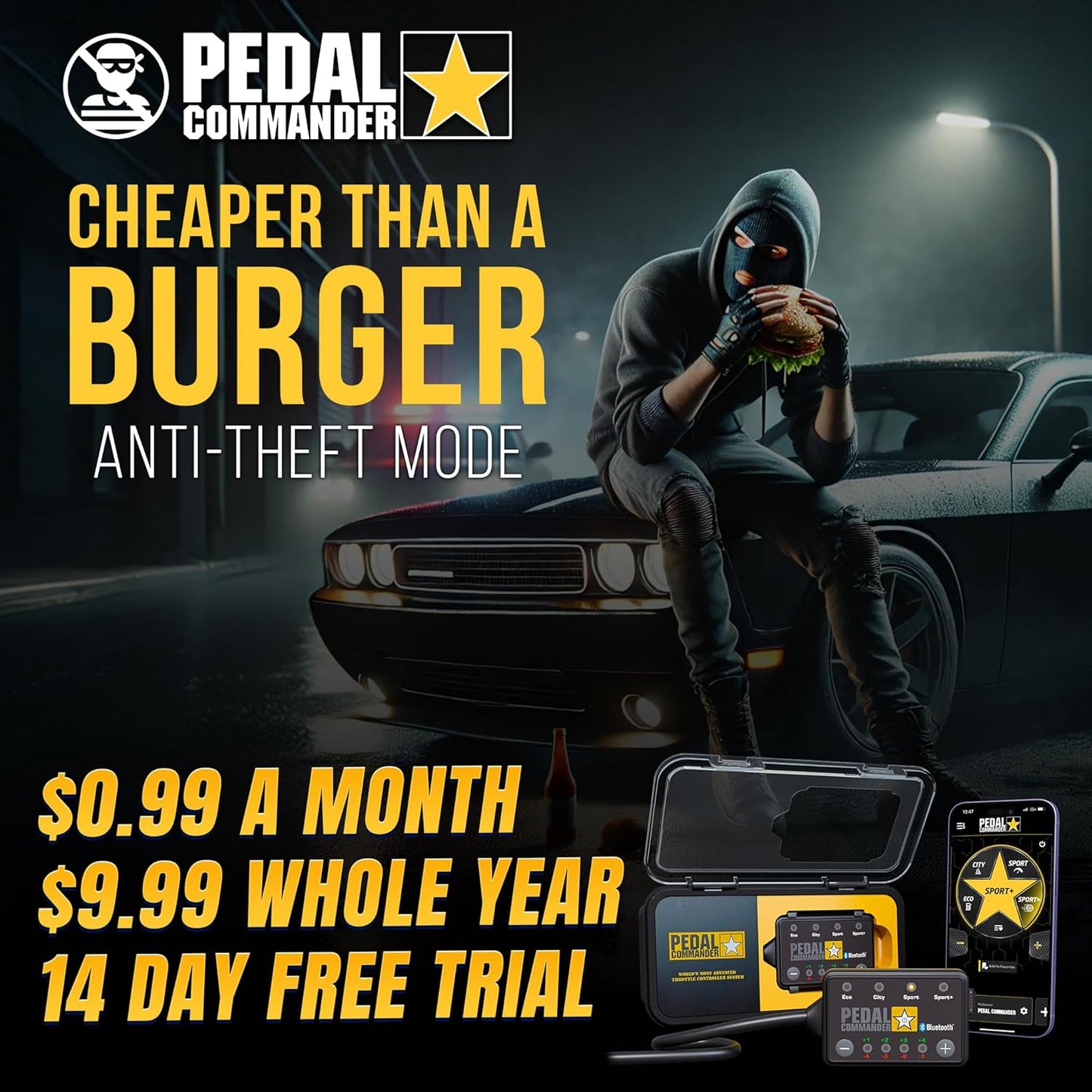 PEDAL COMMANDER for Dodge Charger 2007-2024 - Throttle Response Controller with 4 Driving Modes, 36 Adjustable Levels, Anti-Theft, and App Control - Dodge Charger Performance Accessory
