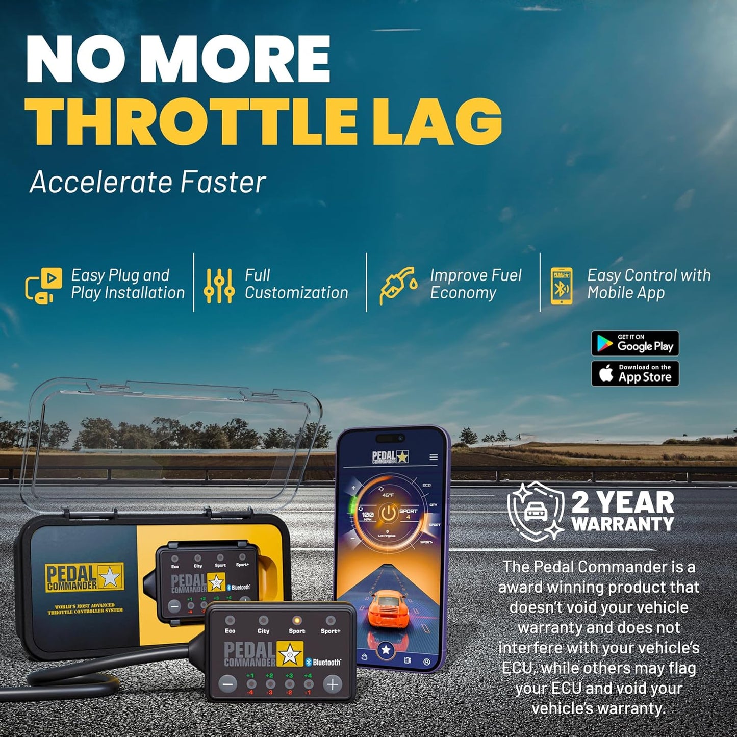 PEDAL COMMANDER for Dodge Charger 2007-2024 - Throttle Response Controller with 4 Driving Modes, 36 Adjustable Levels, Anti-Theft, and App Control - Dodge Charger Performance Accessory