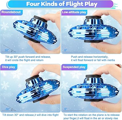 Upgraded Flying Fidget Spinner with 360 ° Rotating and LED Lights Outdoor Indoor Toy.