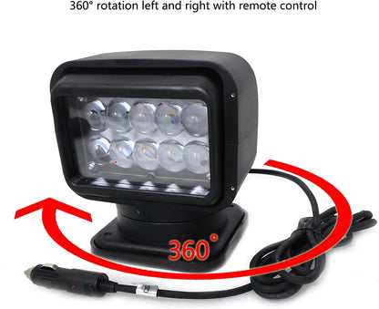 6 Inch 50W LED Search Light With Remote Control - 360 Degrees Rotating 9-32V Magnetic Base Work Light Spot Driving Fog Light for Hunting Camping Offroad & Escapes