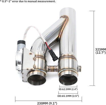 Universal 2.5 Inch Stainless Steel Exhaust Pipe 2PCS Kit