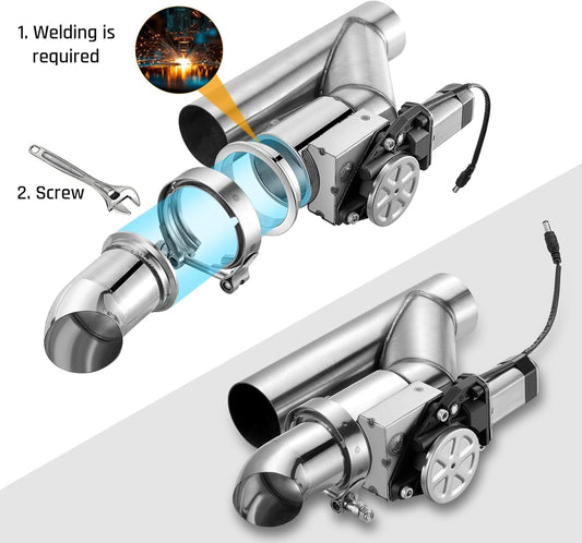 SPELAB Electric Exhaust Cutout 3.0 Inch with Elbow Muffler Exhaust Valve Kit with One Controller Remote Kit