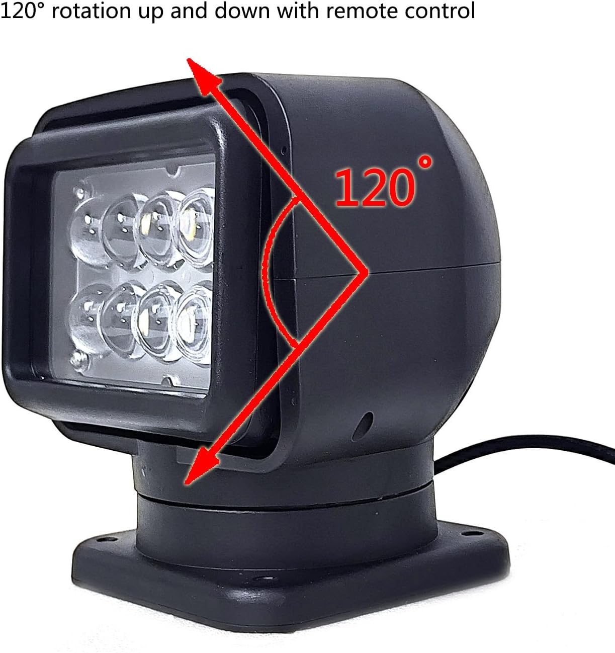 6 Inch 50W LED Search Light With Remote Control - 360 Degrees Rotating 9-32V Magnetic Base Work Light Spot Driving Fog Light for Hunting Camping Offroad & Escapes