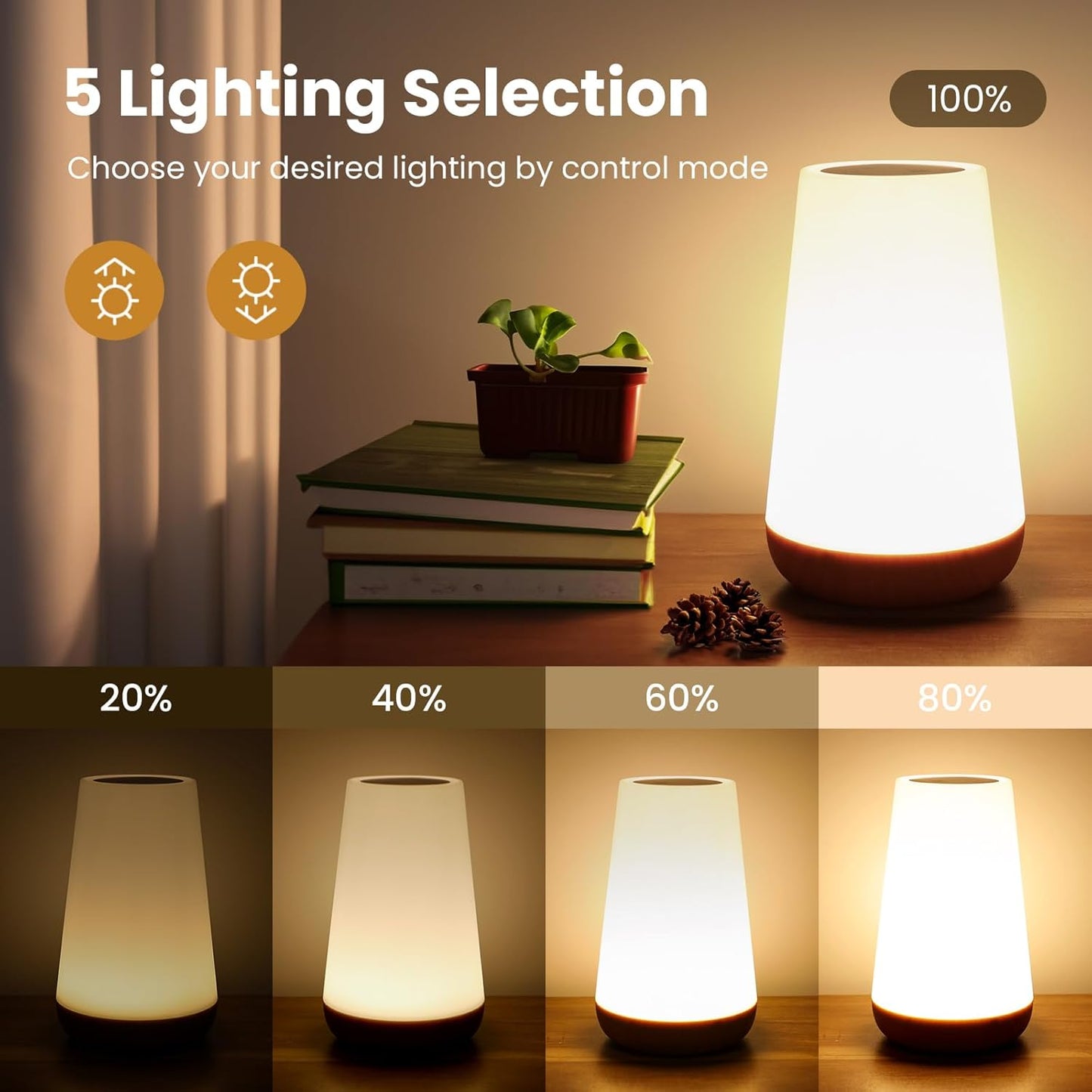 THAUSDAS Touch Night Light – 13 Colors, 5 Brightness Levels, Perfect for Any Room