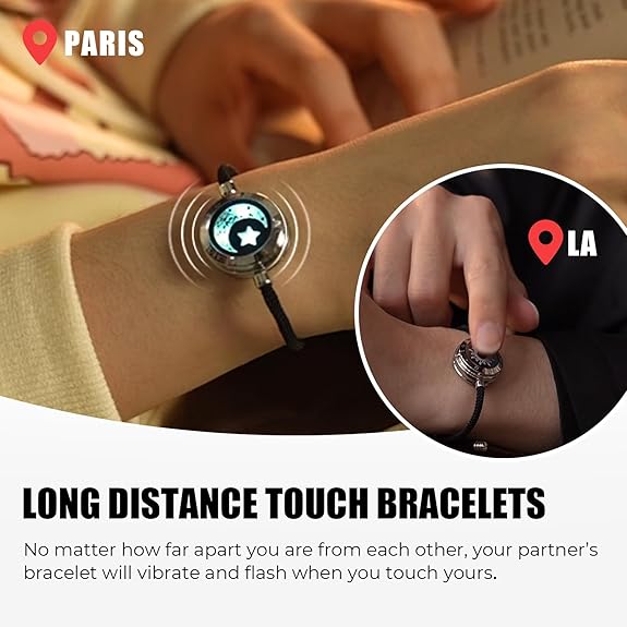 Long Distance Touch Bracelets – Light Up & Vibrate to Share Love Anytime, Anywhere
