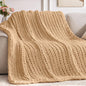 Cozy & Cute Chunky Knit Blanket – Machine Washable Chenille Throw for Couch, Bed & Home Decor