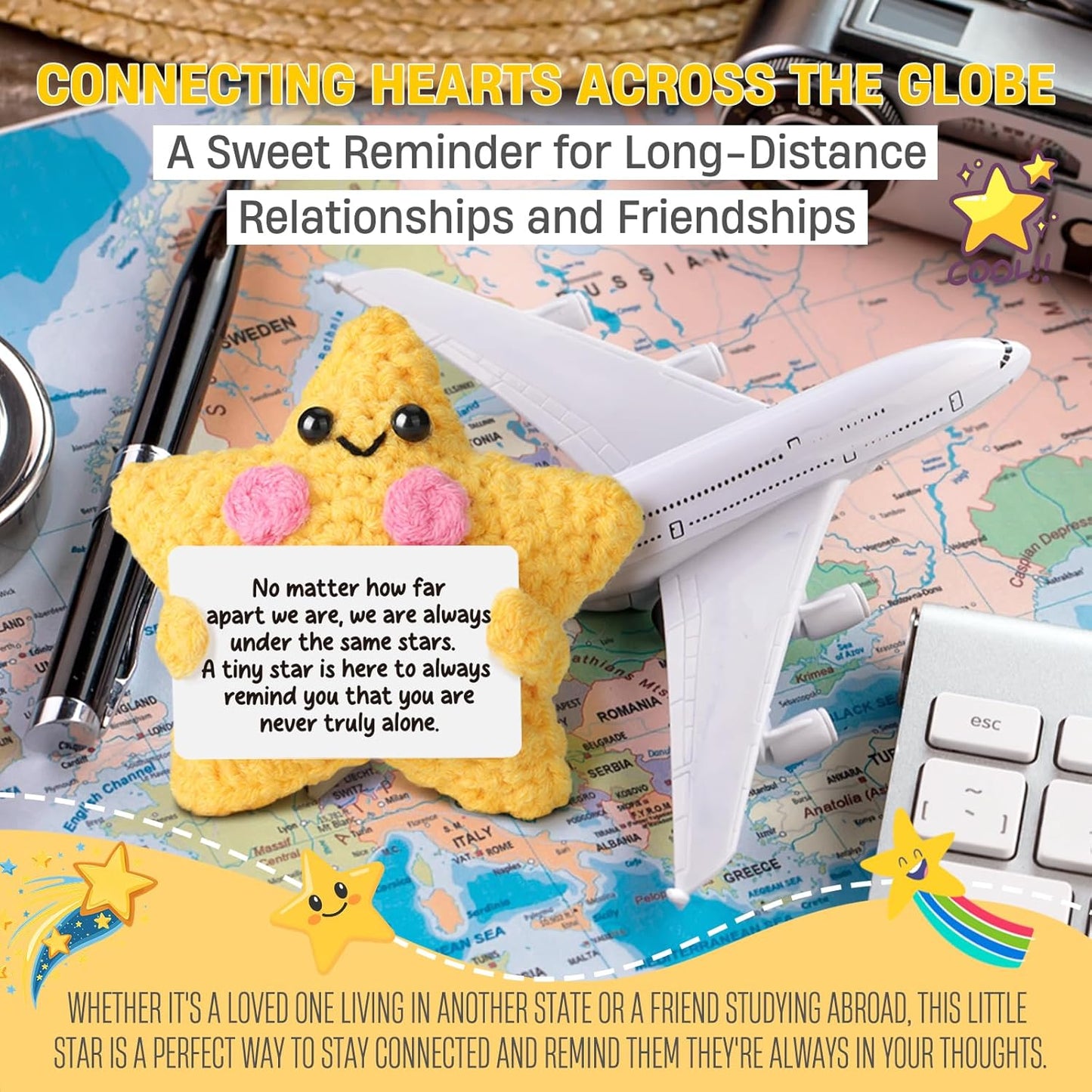 Crochet Yellow Star Doll – Friendship & Comfort Gift for Long Distance.