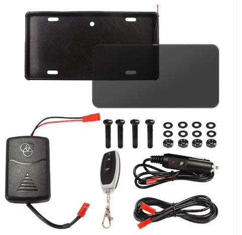 Stealth Blackout License Plate Cover - Remote Control Single Plate Kit