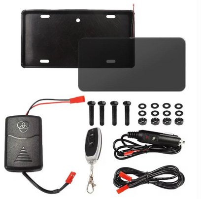 Stealth Blackout License Plate Cover - Remote Control Single Plate Kit